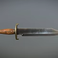 Vintage Military Knife With Wooden Handle Brass Guard And Sharp Blade