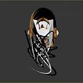 Nautilus With Orange And White Spiral Shell And Silver Tentacles On Dark Background