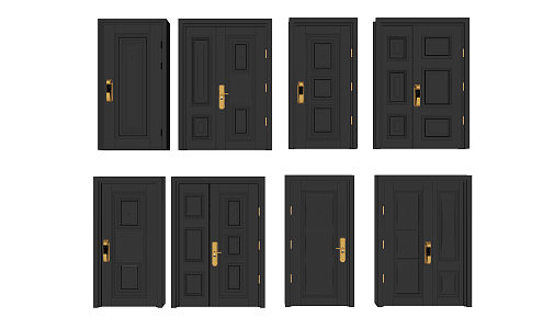 Modern security door single door 3d model