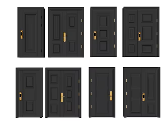 Modern security door single door 3d model