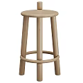 Light And Pink Wooden Bar Stools With Round Seat And Circular Rungs