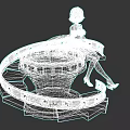 Game Anime Character With Brown Hair In Blue Dress Sitting On Spiral Decorative Platform