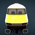 Modern Train With Yellow Front White Body Streamlined Design LINE Logo And Number 8701