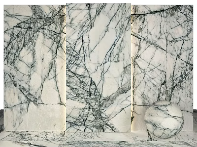 Elegant Marble Wall Design With White And Black Veins For Interior Decor 3d model