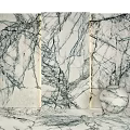 Elegant Marble Wall Design With White And Black Veins For Interior Decor 3d model