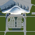 Modern Sleek Architectural Design With White Curved Roof Green Lawns And Parking Area