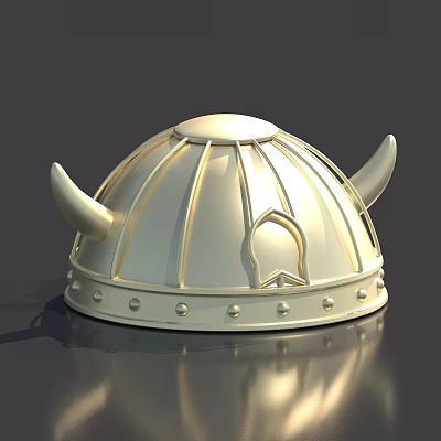 Golden Viking Helmet With Two Horns Decorative Rivets And Emblem Design 3d model Golden Viking Helmet With Two Horns Decorative Rivets And Emblem Design 3d model