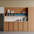 Modern Natural Wood Sideboard With Open Display Shelves And Large Capacity Storage For Home Kitchen Areas