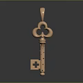 Copper Floral Design Key Hardware Tool With Holes On Shaft And Decorative Head