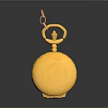Gold Pocket Watch With Chain Link And Crown Decor Shiny Smooth Surface Against Dark Background