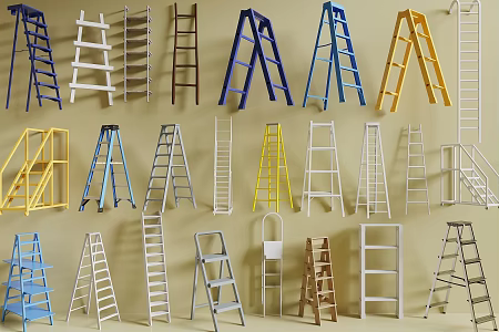 Modern Ladder Aluminum Ladder Herringbone Ladder Folding Ladder Telescopic Ladder Escalator 3d model