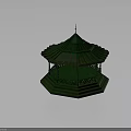 Traditional Green Octagonal Gazebo With Carved Railings Spire Top And Steps
