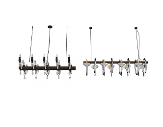 Post-modern crystal chandelier stylish simple metal chandelier combination 3d model
