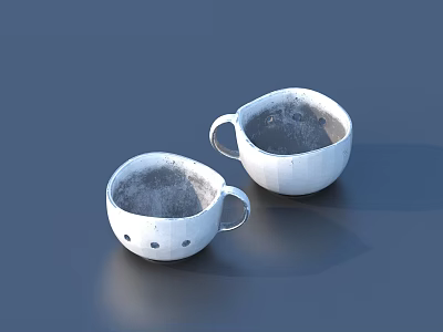 Two White Cups With Holes As Practical Household Essentials For Daily Use 3d model