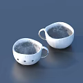 Two White Cups With Holes As Practical Household Essentials For Daily Use 3d model