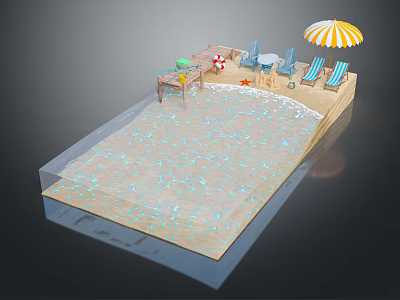 Modern Cartoon Scene Vacation Paradise Vacation Island Beach Seaside 3d model