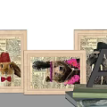 Decorative Ornament Set With Candlesticks Photo Frames Books And Letter Decor