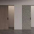 Modern Interior Sliding Doors With Wooden And Textured Panel Design 3d model