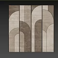 Modern Decorative Wall Design With Geometric Arched Shapes Beige And Light Brown Stone Texture