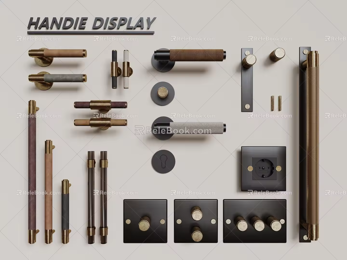 Modern Hardware Door Handle Metal Handle Long Handle Leather Handle 3d model