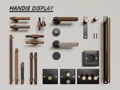 Modern Hardware Door Handle Metal Handle Long Handle Leather Handle 3d model