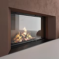 Brown Accent Wall With Fireplace And Firewood 3d model