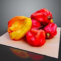 Fresh Red and Yellow Peppers Arranged on Wooden Board for Cooking Recipes