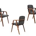 Modern Style Dining Chairs With Wooden Frame And Gray Fabric Armrest Design