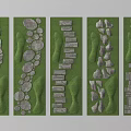 Various Garden Stepping Stones Designs With Stone Patterns On Green Grass