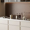 Modern Kitchen Countertop Decorative Ornament Set With Glass Bottles And Metal Jars