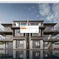 Modern Detached Villa Exterior Design with Multi Storey Balconies Large Windows Waterfront and Greenery Surroundings