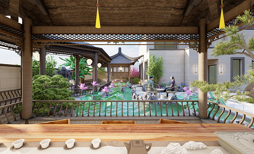 Chinese-style courtyard garden 3d model