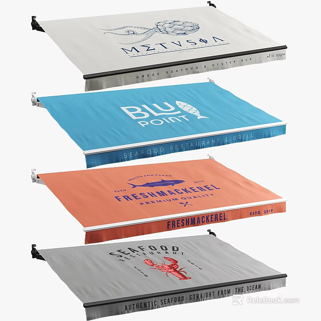 Branded Sunshade Canopies In Multiple Colors With Custom Logos And Designs 3d model 