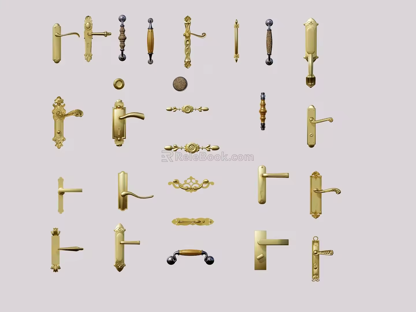 European style door handle door handle combination 3d model