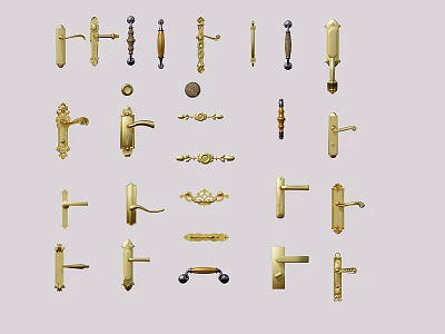 European style door handle door handle combination 3d model