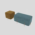 Yellow and Blue Sofa Stools with Metal Legs for Modern Home Decor