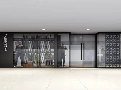 Modern Clothing Shopping Mall Store With Glass Facade Mannequins And Plant Decor 3d model