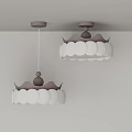 Elegant Modern Lighting Combination With White Circular Shades And Brown Top Design Elements 3d model