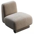 Comfortable Taupe Upholstered Accent Chair with Rounded Design and Sturdy Wooden Base
