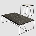 Modern Coffee Table With Terrazzo Top And Black Metal Frame Including Side Table 3d model