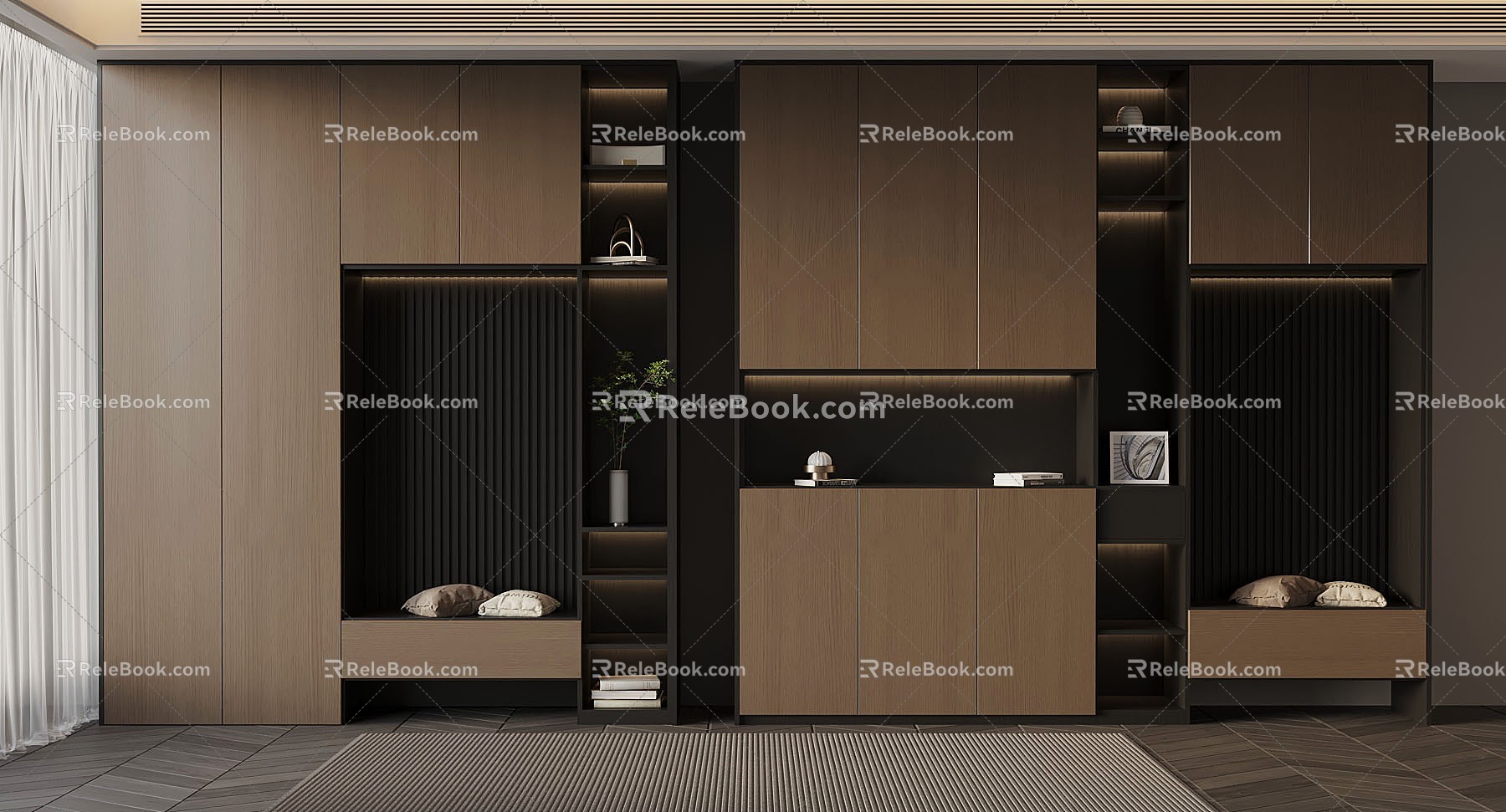 23 Shoe Cabinet Italian Minimalist Shoe Cabinet 3d model