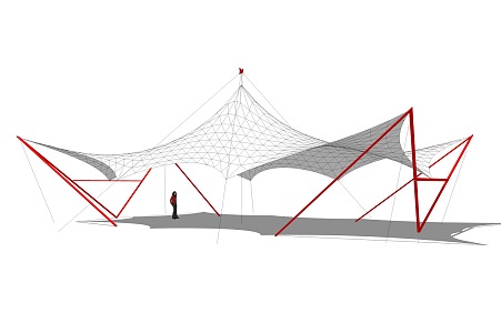 Modern Tensioned Membrane Special-shaped Membrane Pavilion Tensioned Membrane Structure Tensioned Membrane Corridor Curve Sculpture 3d model