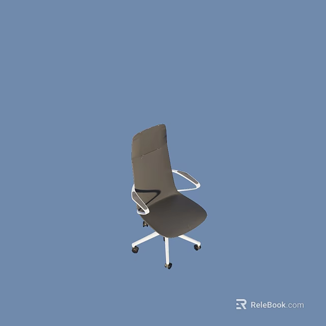 Modern Gray Office Chair With Ergonomic Design Armrests And Swivel Wheels 3d model 