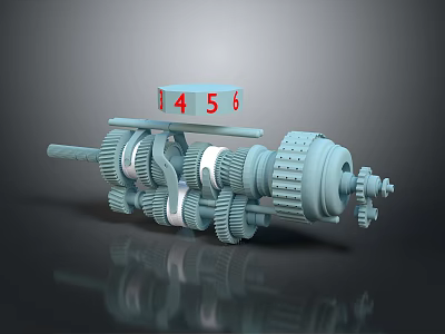 Mechanical Gears Assembly With Numbers 1 4 5 6 On Top Display Model 3d model