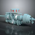 Mechanical Gears Assembly With Numbers 1 4 5 6 On Top Display Model 3d model