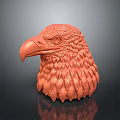 Red Eagle Head Model With Detailed Feathers And Sharp Beak Design 3d model