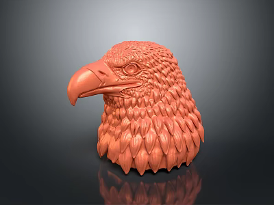 Red Eagle Head Model With Detailed Feathers And Sharp Beak Design 3d model