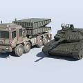 Tracked Military Tanks and Armored Trucks in Military Vehicle Lineup