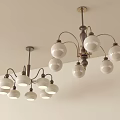 Modern Ceiling Chandeliers With Multiple White Globe Bulbs And Metal Frames 3d model
