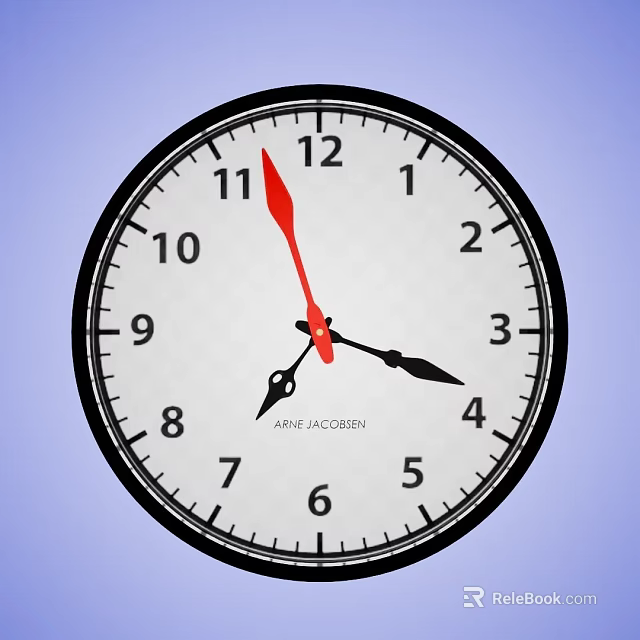 Round Wall Clock With White Dial Red Hands And Blue Background 3d model 